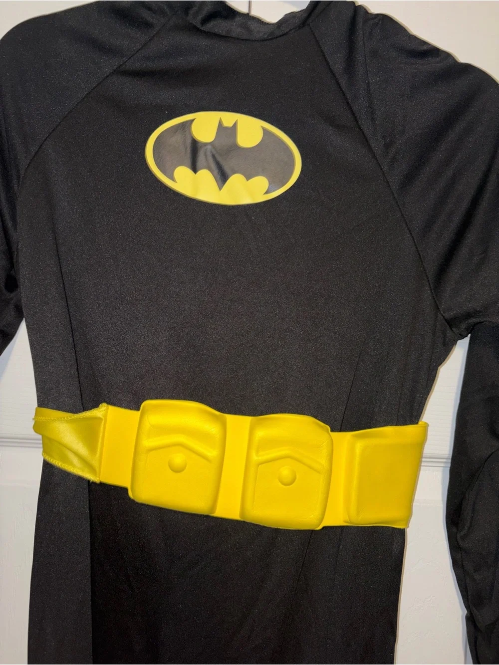 DC Batman Boys Costume Black/Yellow Belt Child Size 12-14